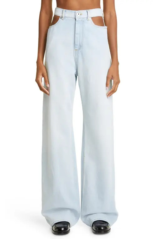 Maison Margiela Cutout High Waist Wide Leg Jeans in Denim at Nordstrom, Size 2 Us | Nordstrom