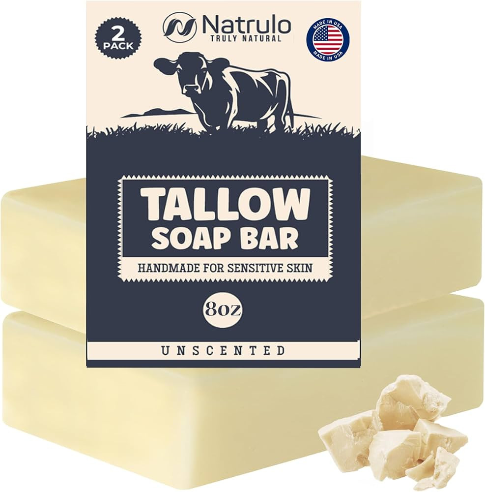 Beef Tallow Soap Bar – All Natural Grass Fed Tallow Soap Unscented – Moisturizing Face & Body... | Amazon (US)