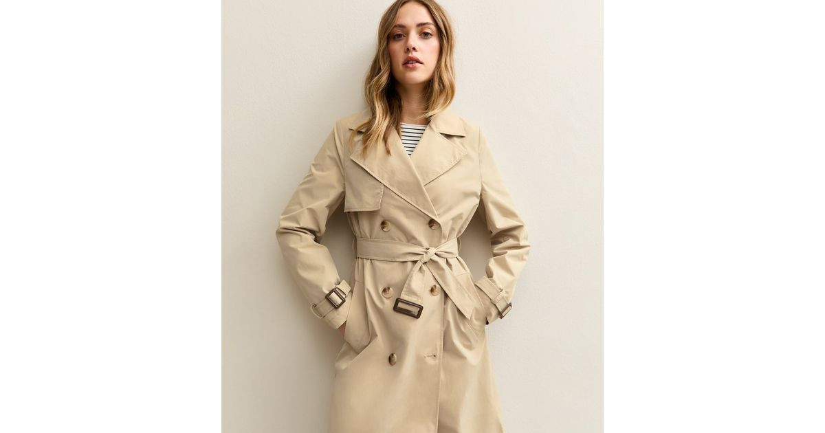 Stone Double Breasted Trench Coat | New Look | New Look (UK)