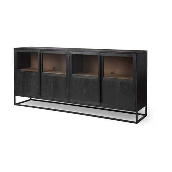 Sloan Black and Brown Metal Frame Sideboard | Bellacor