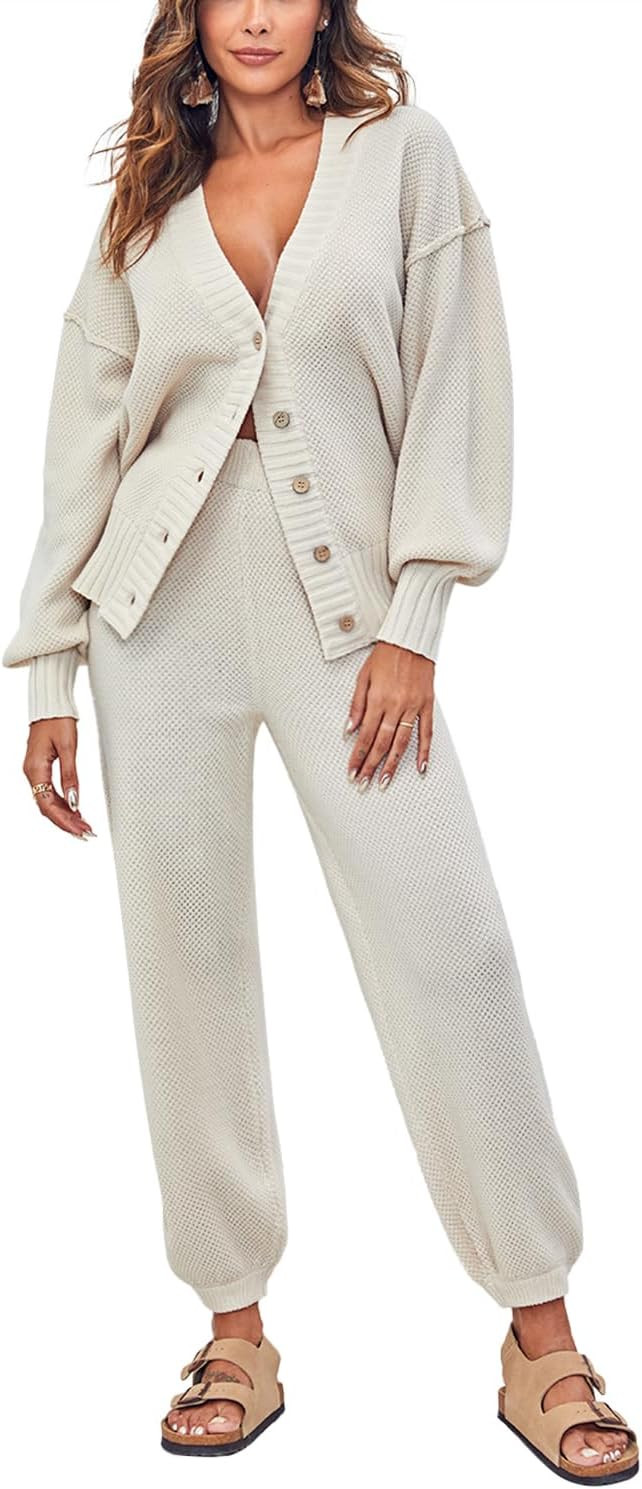 GREAIDEA Women's Two Piece Trendy Outfits Cozy Knit Loungewear Sweater Sets Oversized Slouchy Mat... | Amazon (US)