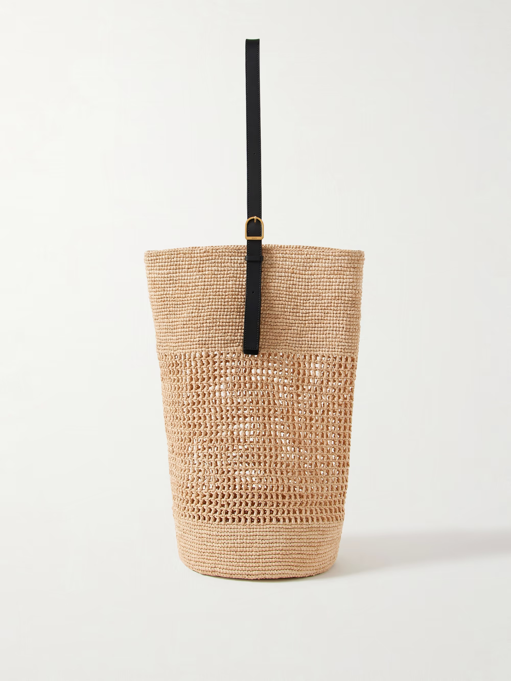 Billie leather-trimmed raffia bucket bag | NET-A-PORTER (US)