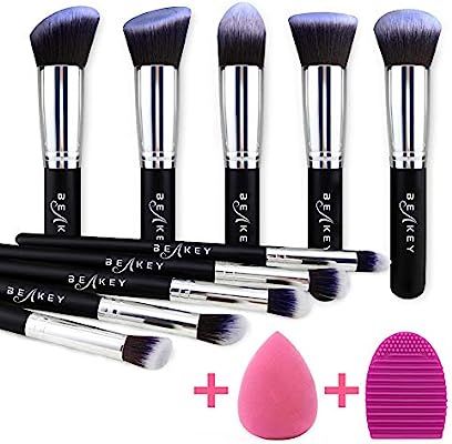 BEAKEY Makeup Brush Set, Premium Synthetic Kabuki Foundation Face Powder Blush Eyeshadow Brushes ... | Amazon (US)