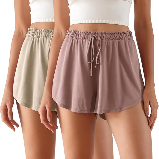 ODODOS 2-Pack Modal Soft Lounge Shorts for Women High Waist Casual Sleepwear Cozy Pajama Bottom | Amazon (US)
