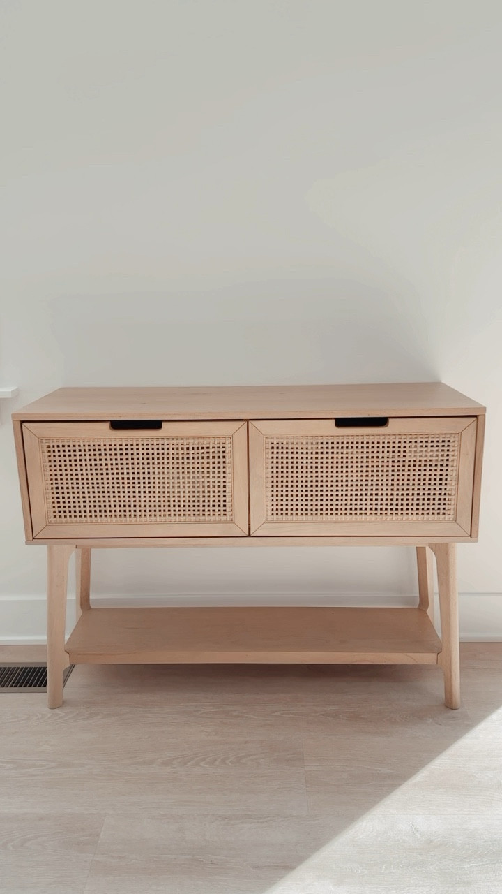 This Wood & Cane Console Table with Pull-Down Drawers is small and perfect for any small space 🤎

#LTKHome #LTKVideo