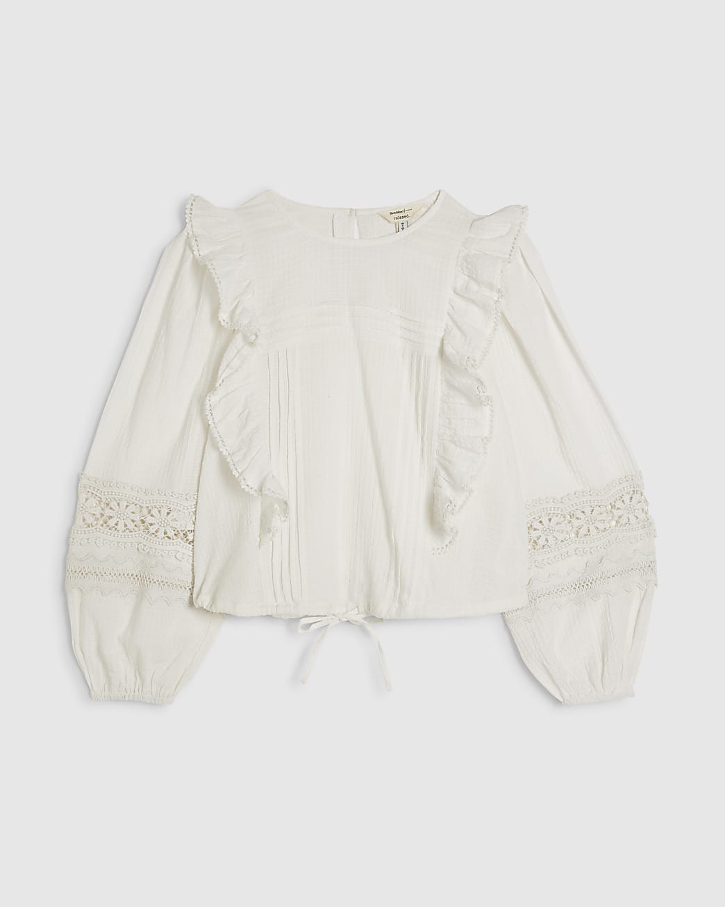 Cream Long Sleeve Ruffle Blouse | River Island UK & IE