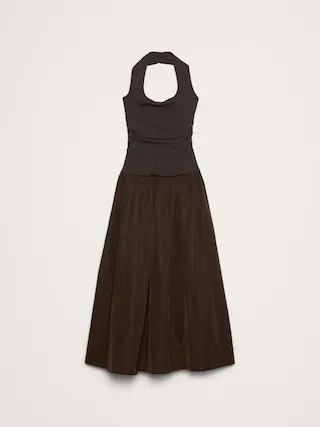Jersey & Taffeta Halter Maxi Dress | Banana Republic (CA)