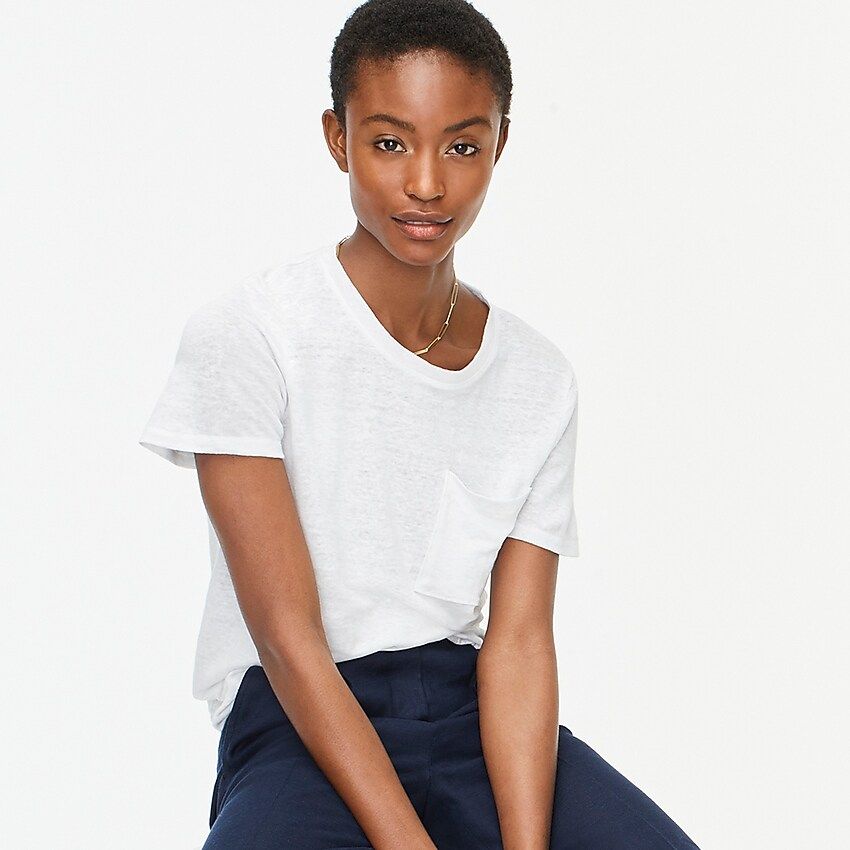 Linen crewneck T-shirt | J.Crew US