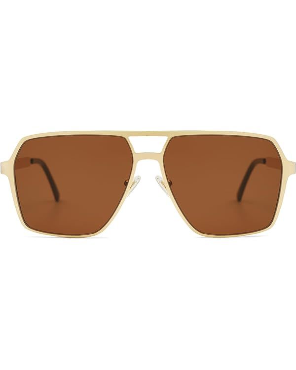 SOJOS Oversized Square Sunglasses for Women Men Retro Large Flat Mirrored Lens UV400 Shades Metal... | Amazon (US)