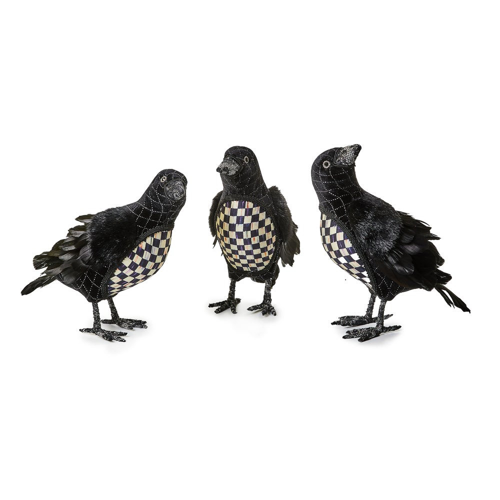 Haunted House Black Velvet & Check Crows, Set of 3 | MacKenzie-Childs