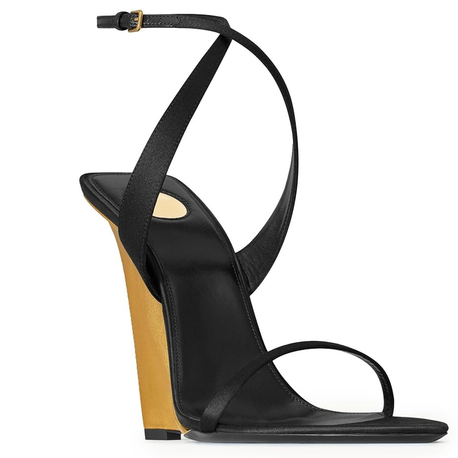 Wedge Sandals for Women Strappy Wedge Heels Pointed Open Toe Heeled Sandals Buckle Ankle Strap He... | Amazon (US)