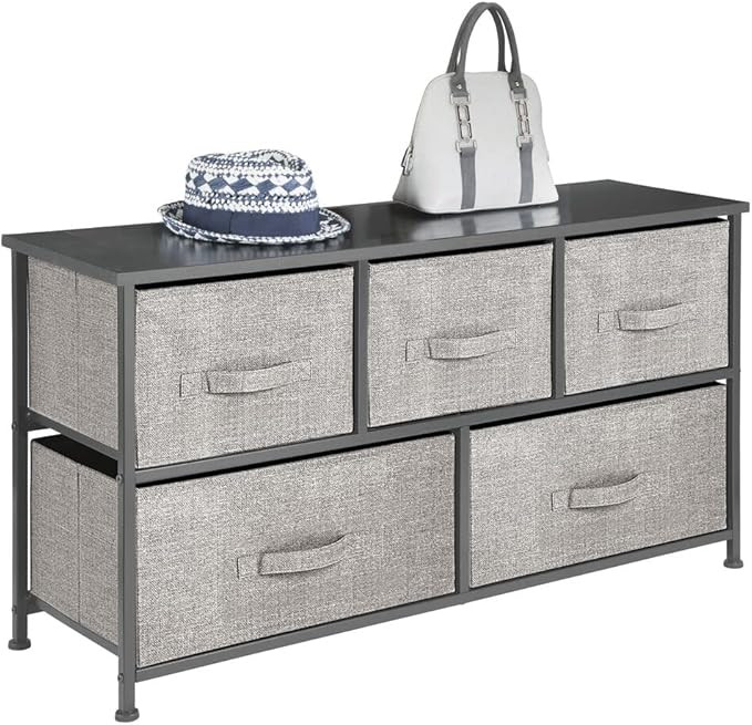 mDesign Steel Frame/Wood Top Horizontal Cloth Storage Dresser with Large Furniture Room Decor Org... | Amazon (US)