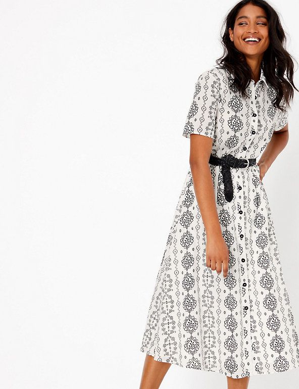 Printed Midi Shirt Dress | Marks & Spencer (UK)
