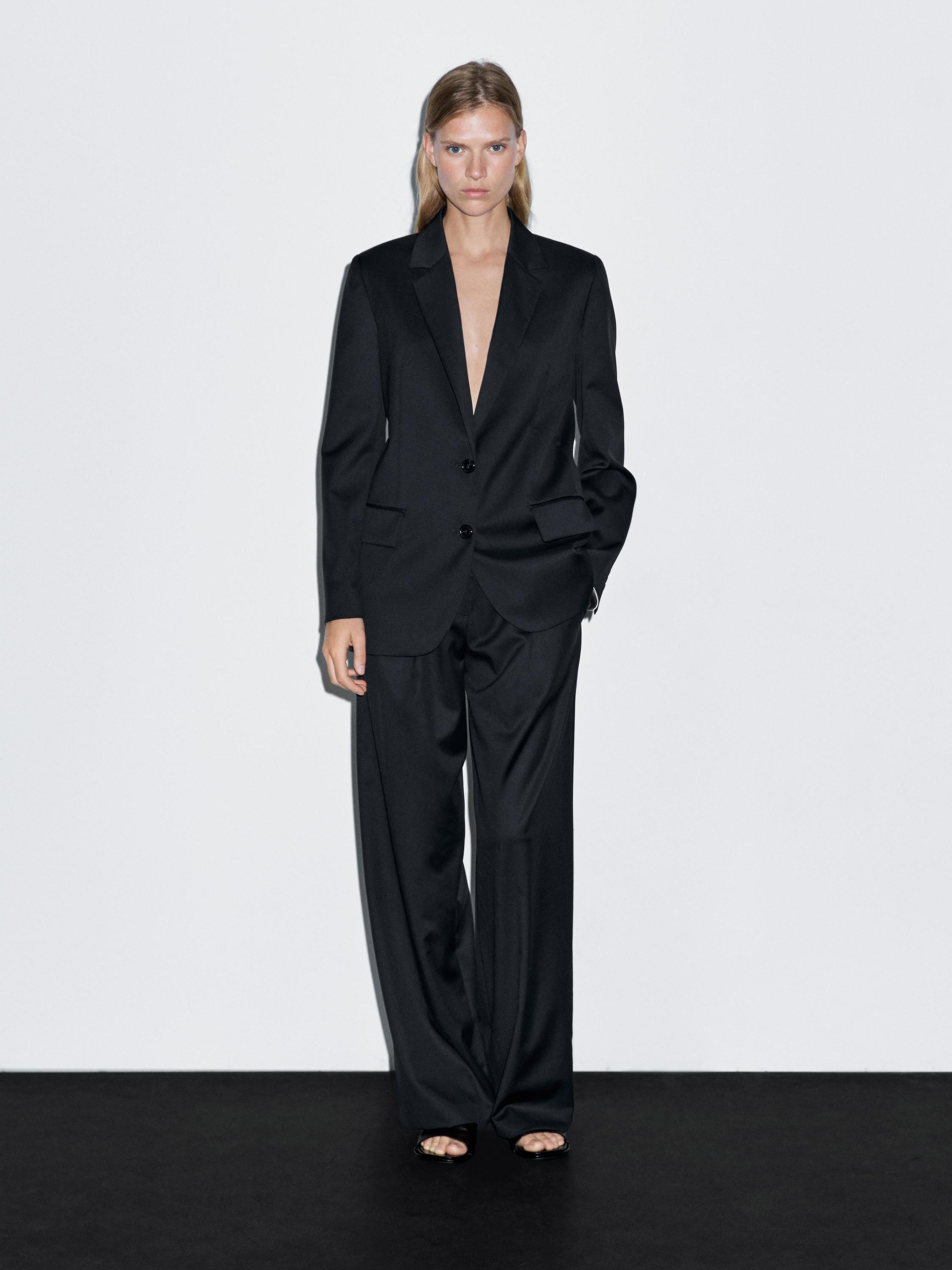 Pleated extra fine wool trousers | Massimo Dutti UK