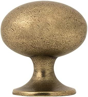 HARPOON Cabinet Hardware Oval Mushroom Knob 1-2/5" Diameter 36mm, 10 Pack (Antique Brass) | Amazon (US)