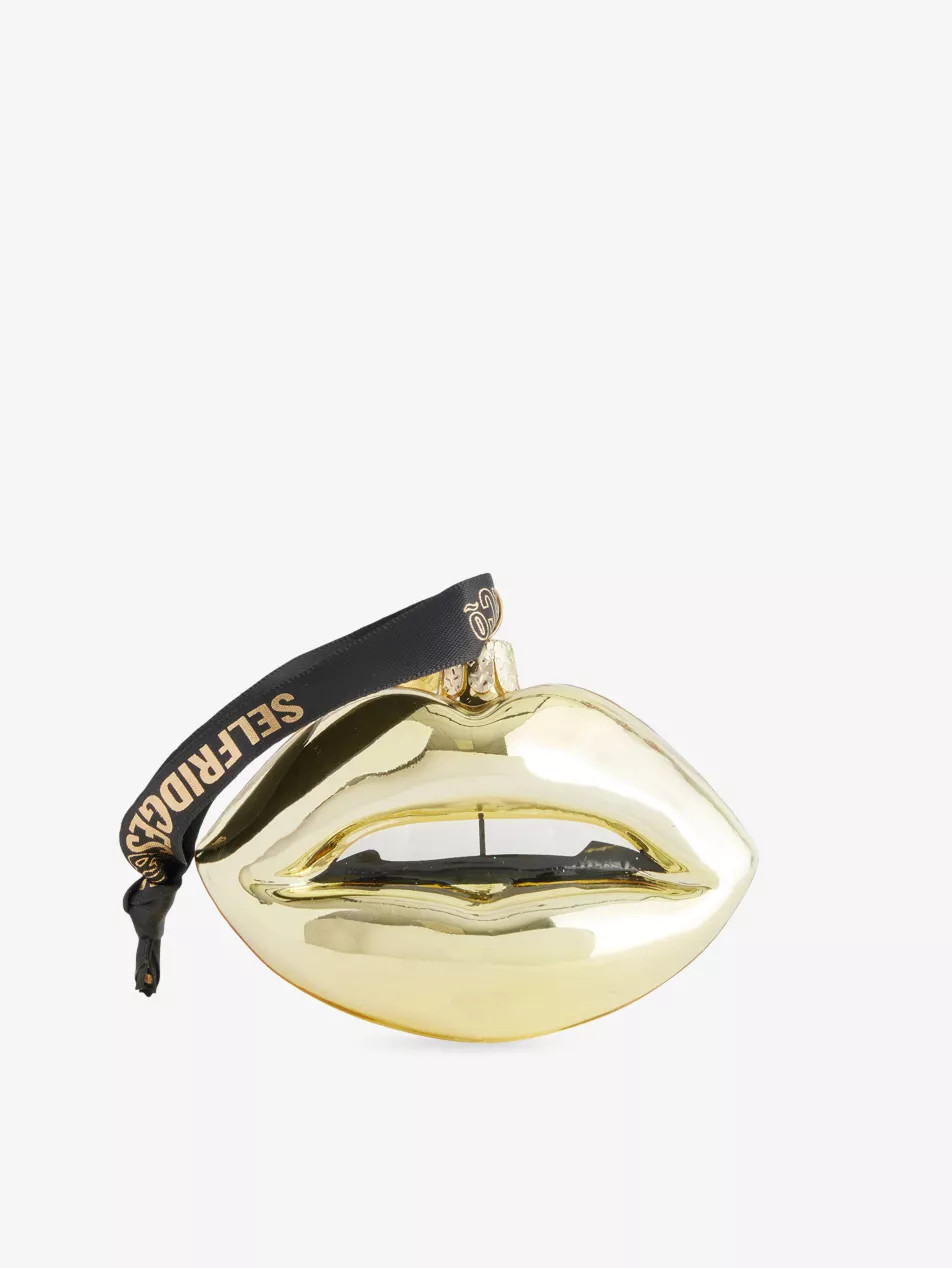 Gold Lips Glass Christmas Decoration | Selfridges