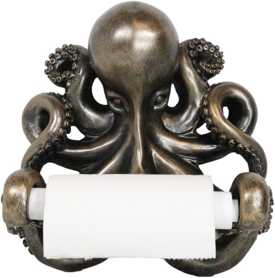 Ebros Gift Giant Ocean Kraken Cthulhu Octopus Toilet Paper Holder Bathroom Wall Decoration 8.75" ... | Amazon (US)