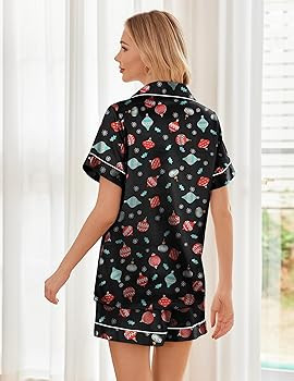 Ekouaer Womens Silk Satin Pajama Sets Soft Short Sleeve Button Down Sleepwear Top and Shorts 2 Pi... | Amazon (US)