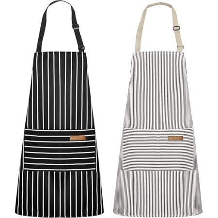 NLUS 2 Pack Kitchen Cooking Aprons, Adjustable Bib Soft Chef Apron with 2 Pockets for Men Women(B... | Amazon (US)