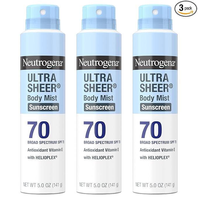 Neutrogena Ultra Sheer Body Mist Sunscreen Spray, Broad Spectrum SPF 70, Lightweight Spray Sunscr... | Amazon (US)