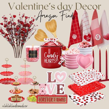 Beautiful affordable Valentine’s day decor for your home! amazon finds | kitchen decor | red | pink | valentine candle | heart | flowers | floral | red pink bowls | red tray 

#LTKfindsunder50 #LTKsalealert #LTKhome