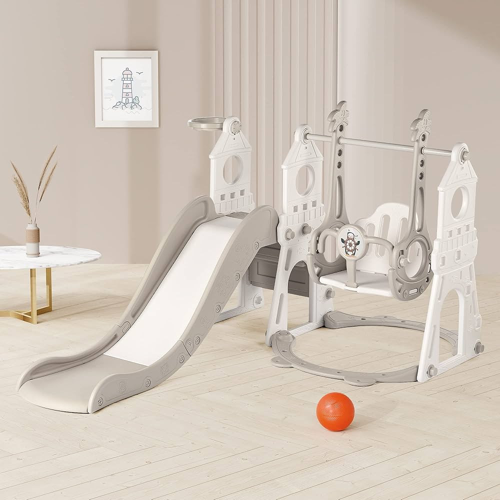 4-in-1 Kids Slide and Swing Set - Perfect for Toddlers 1-5 Years - Extra-Large Indoor and Outdoor... | Amazon (US)