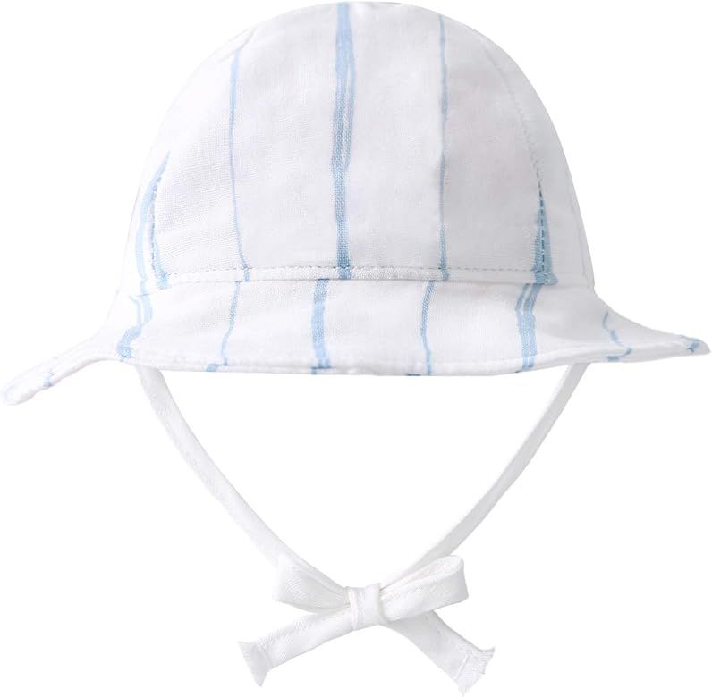 Newborn Unisex Baby Sun Hat Wide Brims Bucket Hat Sun Protection with Straps | Amazon (US)
