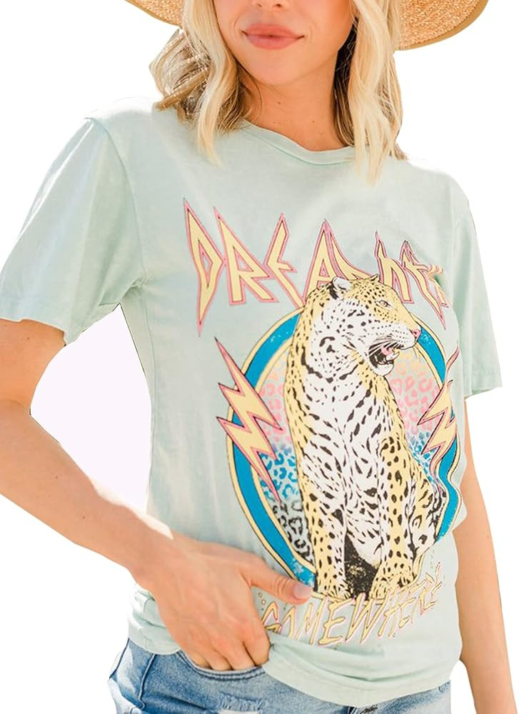 SOFIA'S CHOICE Women Tiger Tee Shirt Short Sleeve Tie dye Graphic Round Neck Casual Cute Top | Amazon (US)