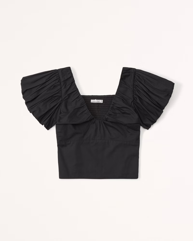 Drama Puff Sleeve Poplin Top | Abercrombie & Fitch (US)