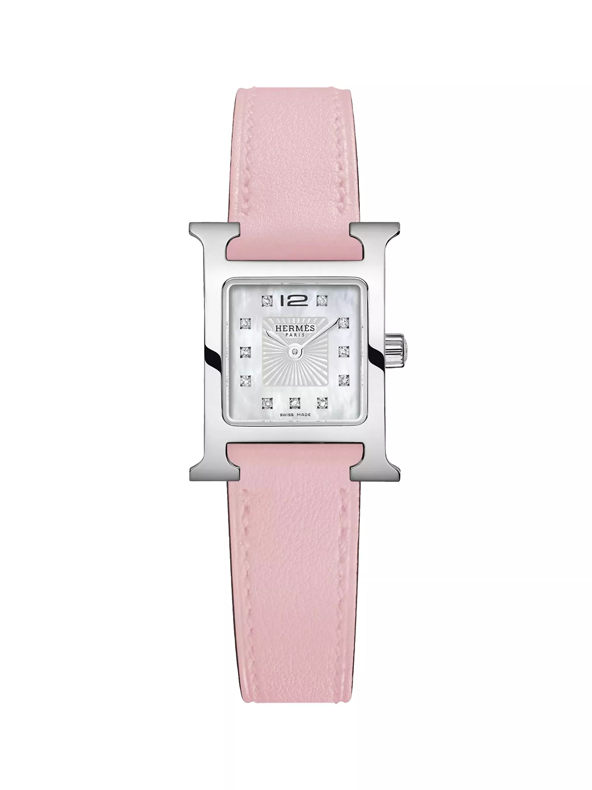 Heure H Stainless Steel, 0.04 TCW Diamond & Leather Strap Watch/21MM | Saks Fifth Avenue