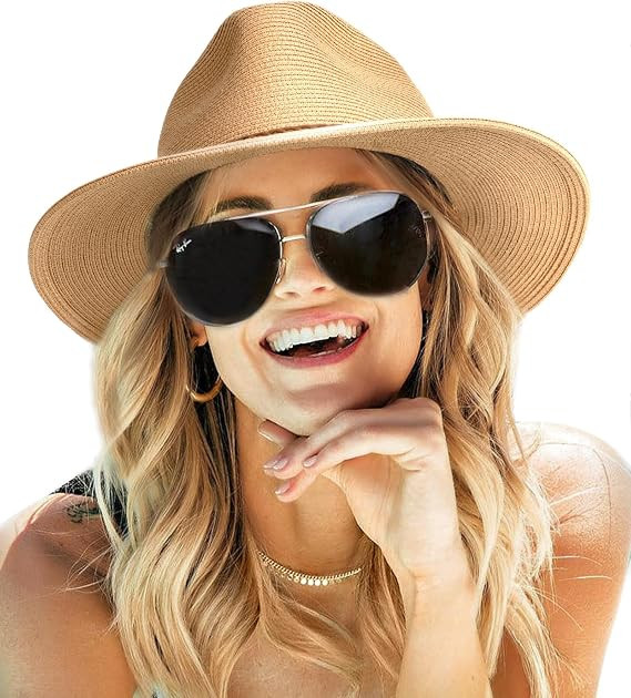 FURTALK Sun Hats for Women Summer Wide Brim UV UPF 80+ Panama Fedora Foldable Packable Straw Beac... | Amazon (US)