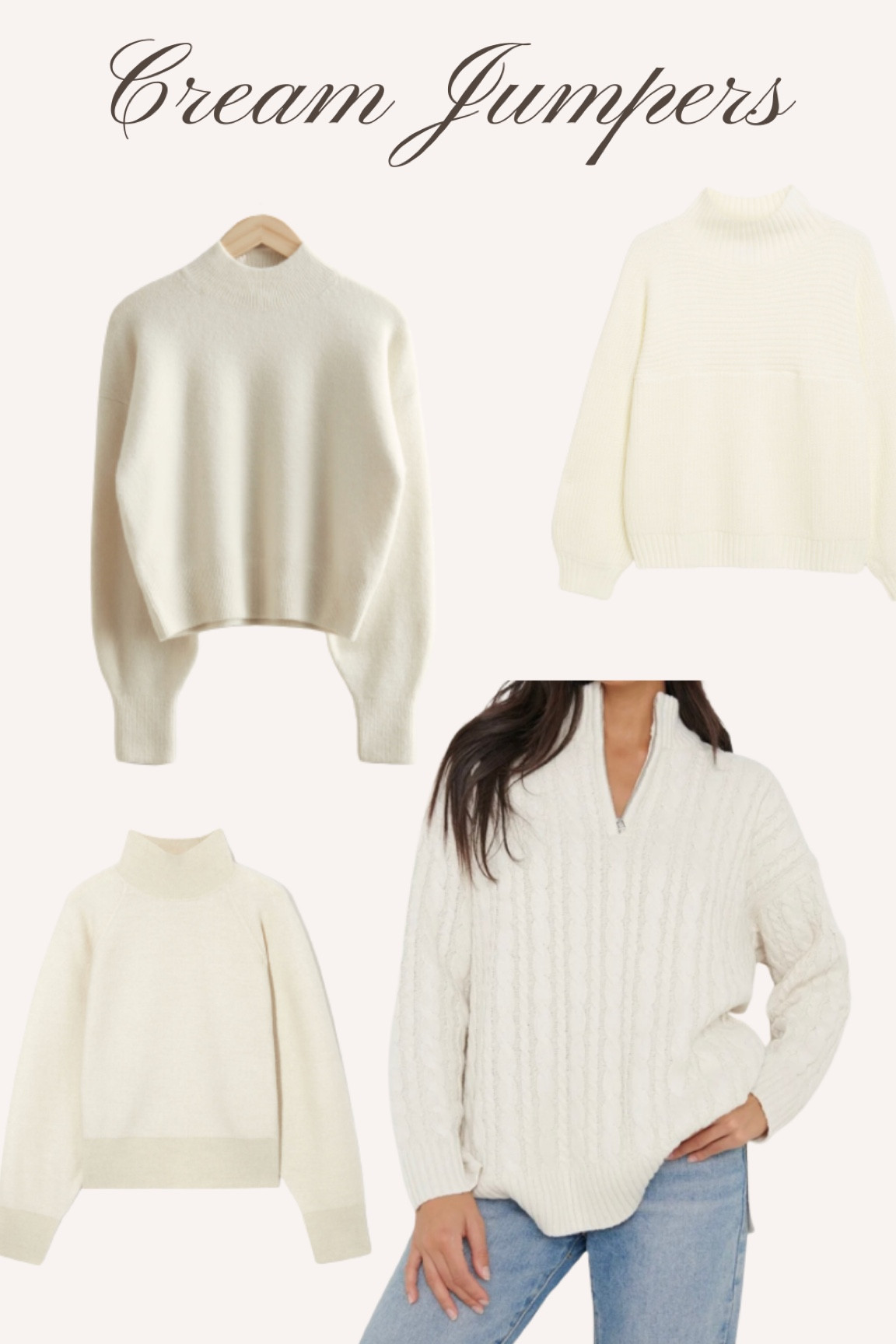 Some staple cream jumpers to keep you cozy year after year 🤍

#LTKSeasonal #LTKunder50 #LTKstyletip