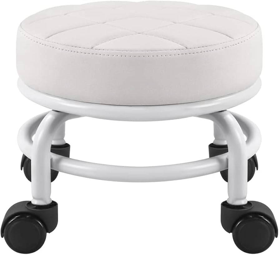 FURWOO Low Roller Seat PU Leather Rolling Stool Step Stool Mechanic Stool on Wheels for Home Offi... | Amazon (US)