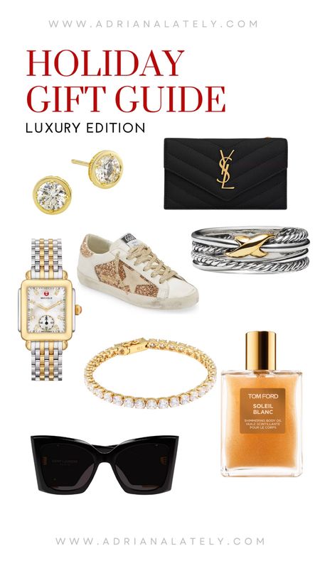Gifts for her, gift ideas, splurge worthy gifts, golden goose, watches for her, watch, card holder, ysl card holder, tennis bracelet, sunglasses, David yurman, Nordstrom, luxury gifts, gift ideas, elegant presents, exclusive gifts, high-end presents, 

#LTKshoecrush #LTKGiftGuide #LTKHoliday