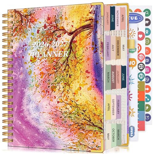 Planner 2026-2027, 18 Months Weekly and Monthly Daily Planner from January 2026 - June 2027, 8.5" x 11" A4 Large Hardcover Agenda Organizer Book 2026 with Tabs, Spiral Yearly Calendar Planners for School Work Home, Autumn Tree | Amazon (US)