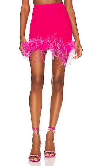 Lovers and Friends Emi Feather Mini Skirt in Pink. - size M (also in S) | Revolve Clothing (Global)