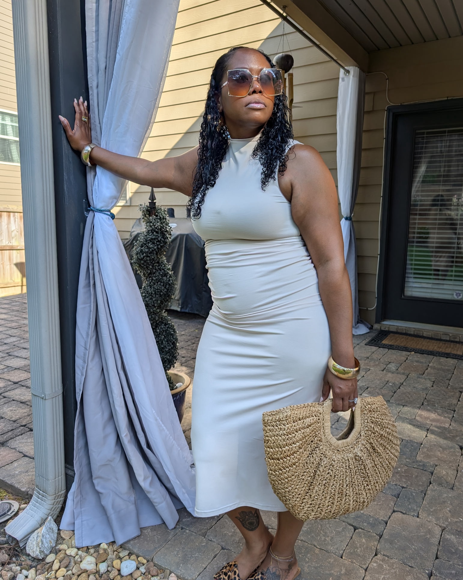 Kept it sleek and simple for date night—a neutral bodycon, my go-to leopard slides, and a straw bag to soften it up. Effortless, but still giving.

Dress L | Leopard slides | Straw bag | Gold accessories 

Soft life, styled right. ✨

#DateNightVibes #ChicAndSimple #ImTashaMack

#LTKOver40 #LTKFindsUnder50 #LTKMidsize