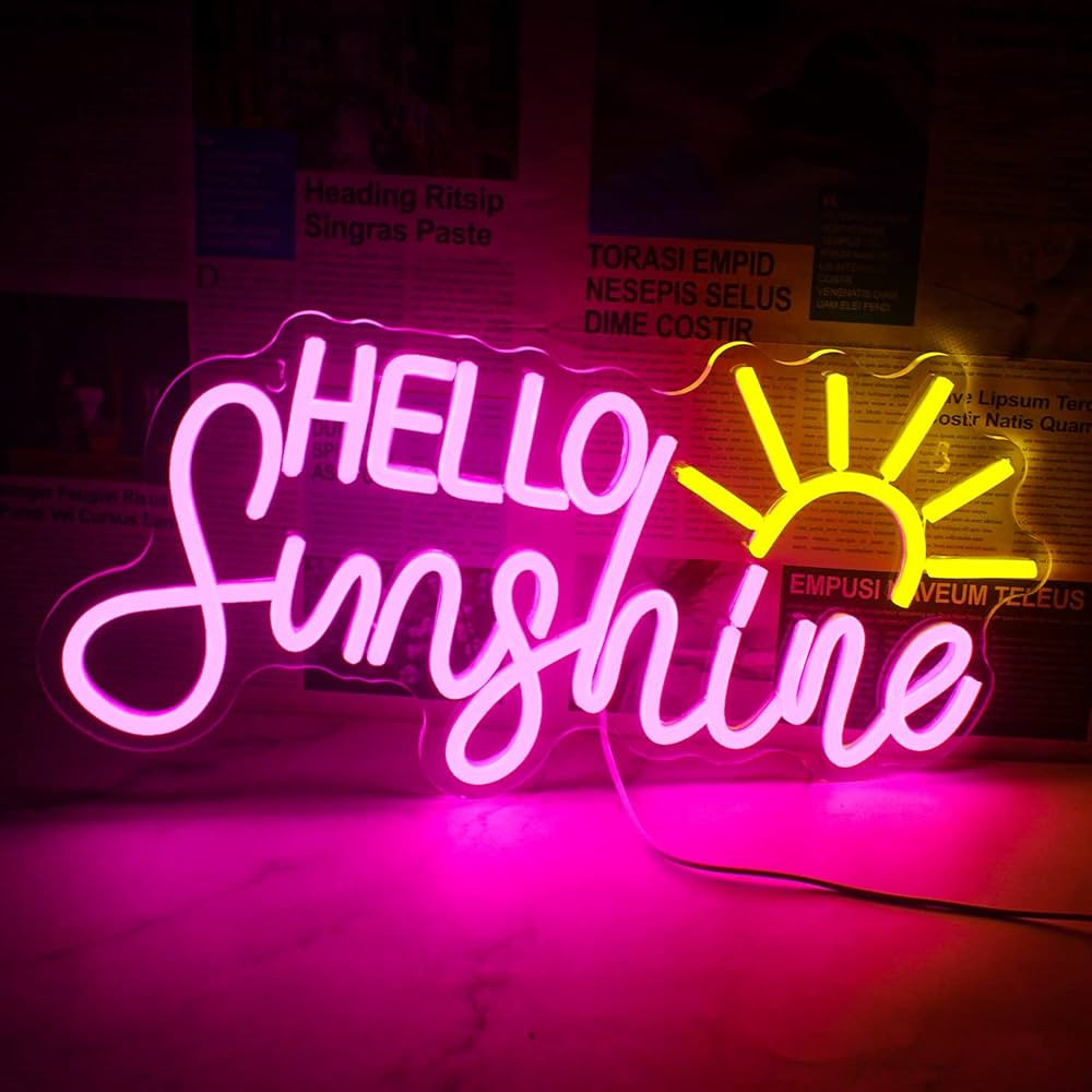 Hello Sunshine Neon Led Sign, Sunrise Neon Signs for Wall Decor, Sunshine Neon Light Sign for Roo... | Amazon (US)