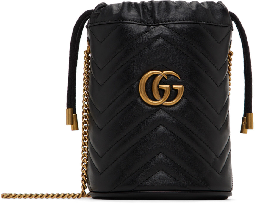 Black Mini GG Marmont Bucket Bag | SSENSE