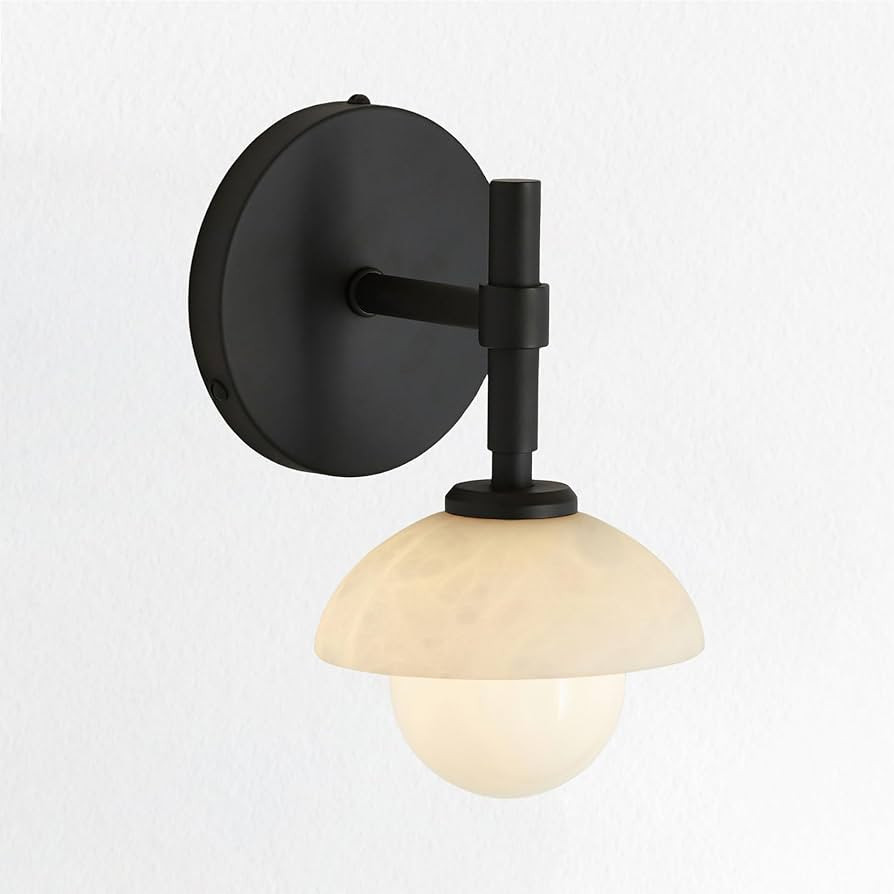 Alabaster Glow Hand-Carved Bathroom Sconce with Opal and Alabaster Shades,Wall Sconce for Bathroo... | Amazon (US)