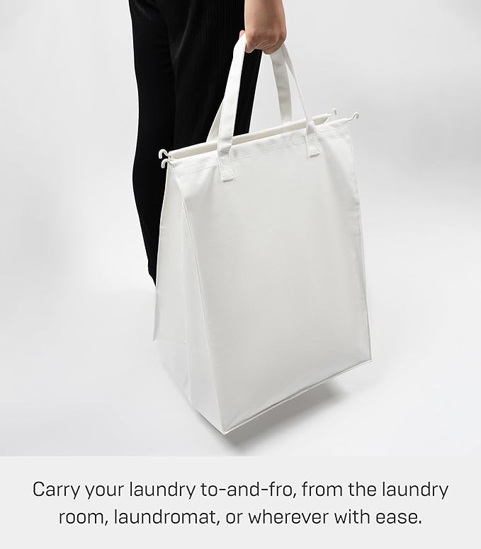 Yamazaki Home Laundry Hamper Clothes Basket Liner | Steel + Cotton, Large, White | Amazon (US)