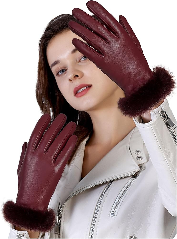 FIORETTO Womens Chrome-Free Genuine Leather Gloves with Fur Cuff Touchscreen Winter Warm Driving ... | Amazon (US)