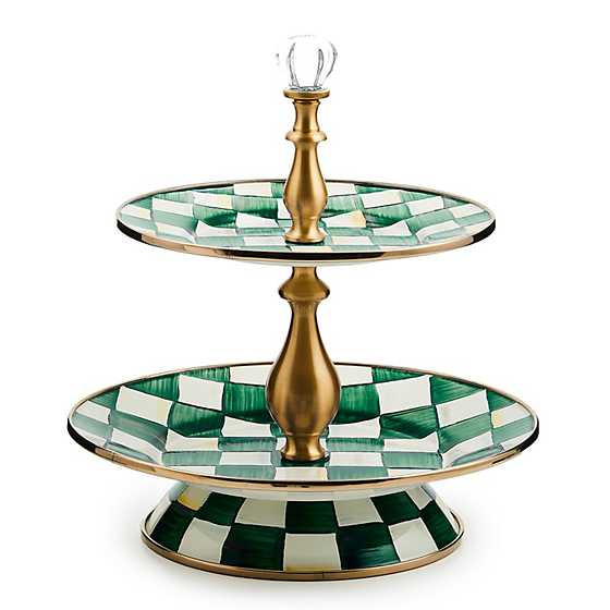 Emerald Check Two Tier Sweet Stand | MacKenzie-Childs