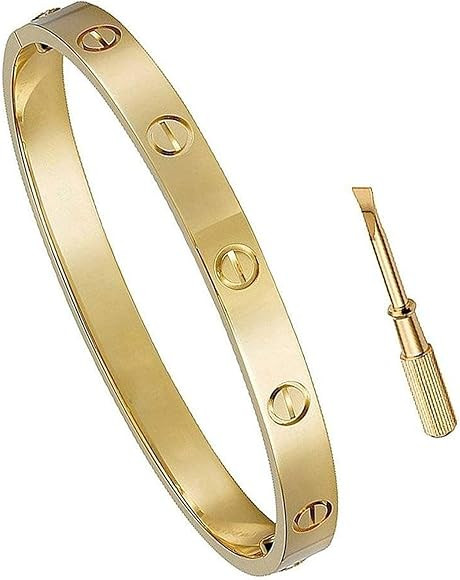 Womens Love Bangle Bracelet Stainless Steel Cuff Bangle Bracelet for Gift with Screwdriver Bracel... | Amazon (US)
