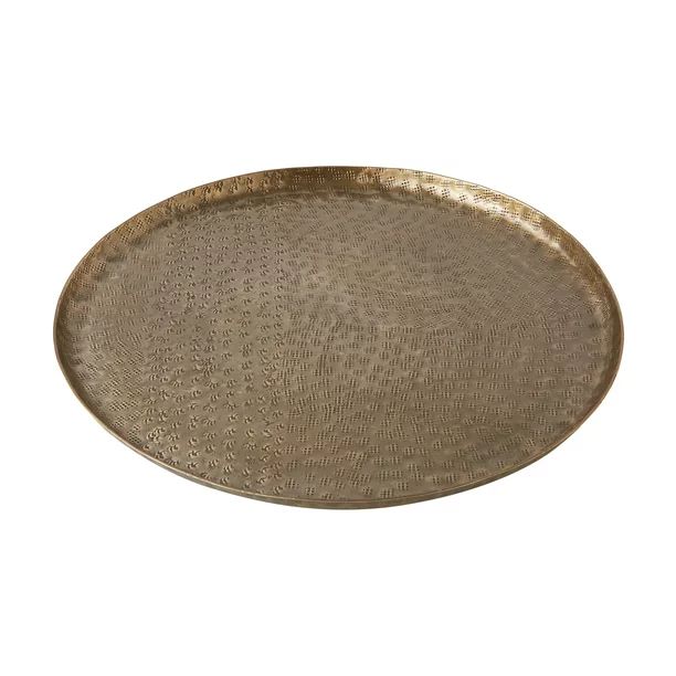Better Homes & Gardens 16" Round Antique Brass Hammered Metal Tray by Dave & Jenny Marrs - Walmar... | Walmart (US)