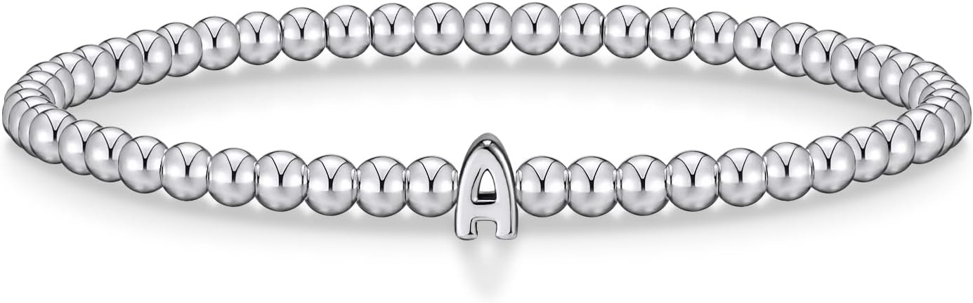 Wowshow Gold Bracelets for Women Strand Gold Beaded Bracelets Initial Bracelet with A-Z Letter Ch... | Amazon (US)