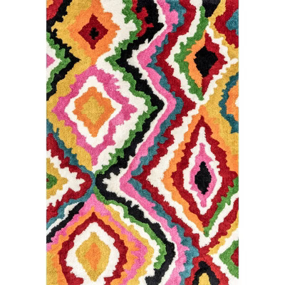 Nuloom Abbey Geometric 5x8 Shag Indoor Area Rug for Living Room Bedroom Dining Room Nursery, Multicolor/Ivory | Target