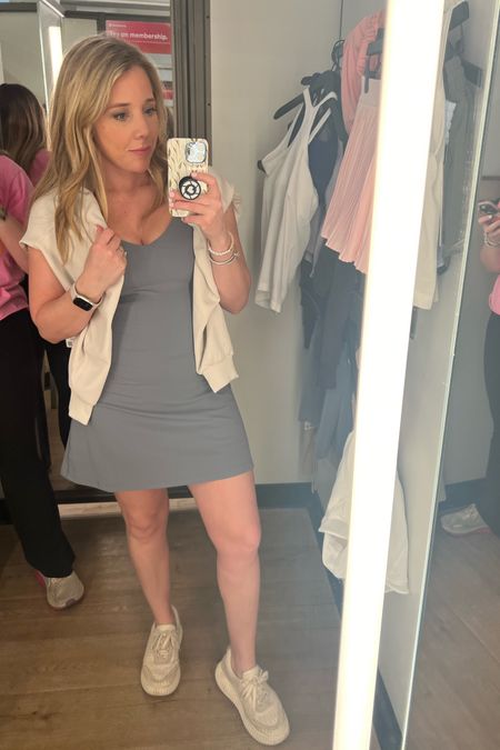 The cutest tennis dress! It’s a blue gray color; I paired with an off white softstreme crew pullover which matches the sandstone sneakers! 

Details I love about this dress, the built in shorts pull down in the back and it includes ball pockets. The align fabric has the world famous buttery soft feel! 

This would be a cute travel outfit!



#LTKtravel #LTKfitness #LTKshoecrush