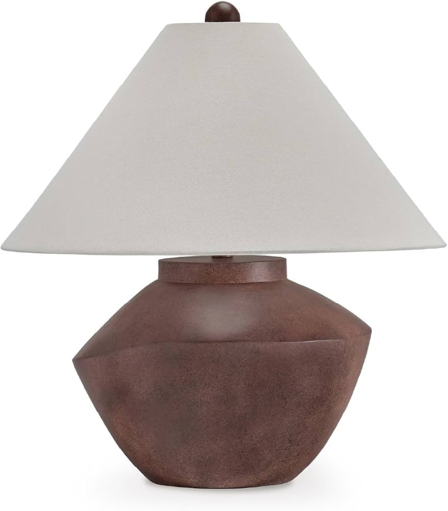 Signature Design by Ashley Honsworth Mid Century Modern Table Lamp with Empire Shade, Dark Brown | Amazon (US)