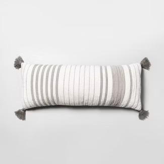 Oversized Striped Lumbar Throw Pillow Gray/Cream - Hearth & Hand™ with Magnolia | Target